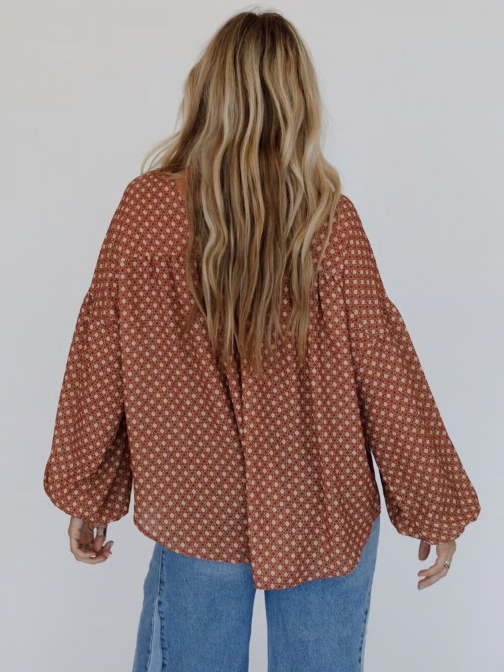 The Nest by Three Birds Nest Flowy Boho Printed Top Size M - Picture 6 of 9